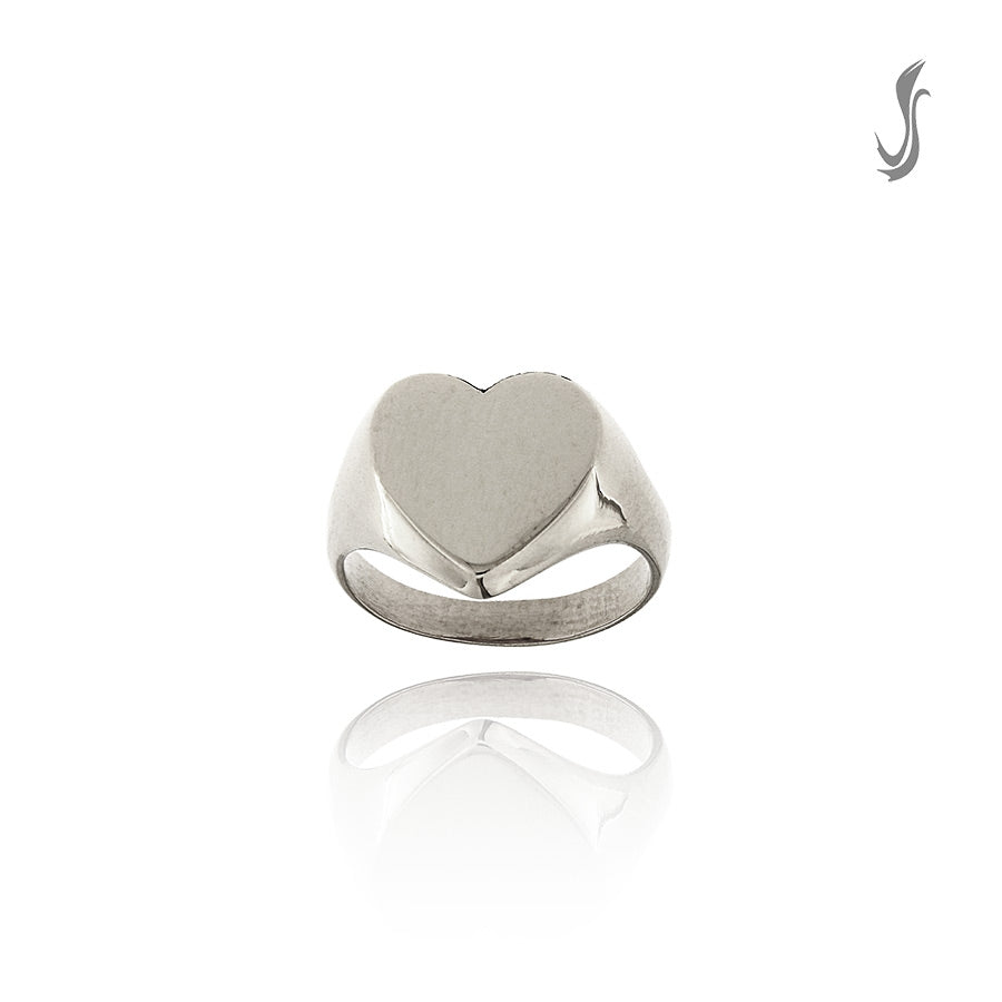 anello cuore in argento bianco naturale