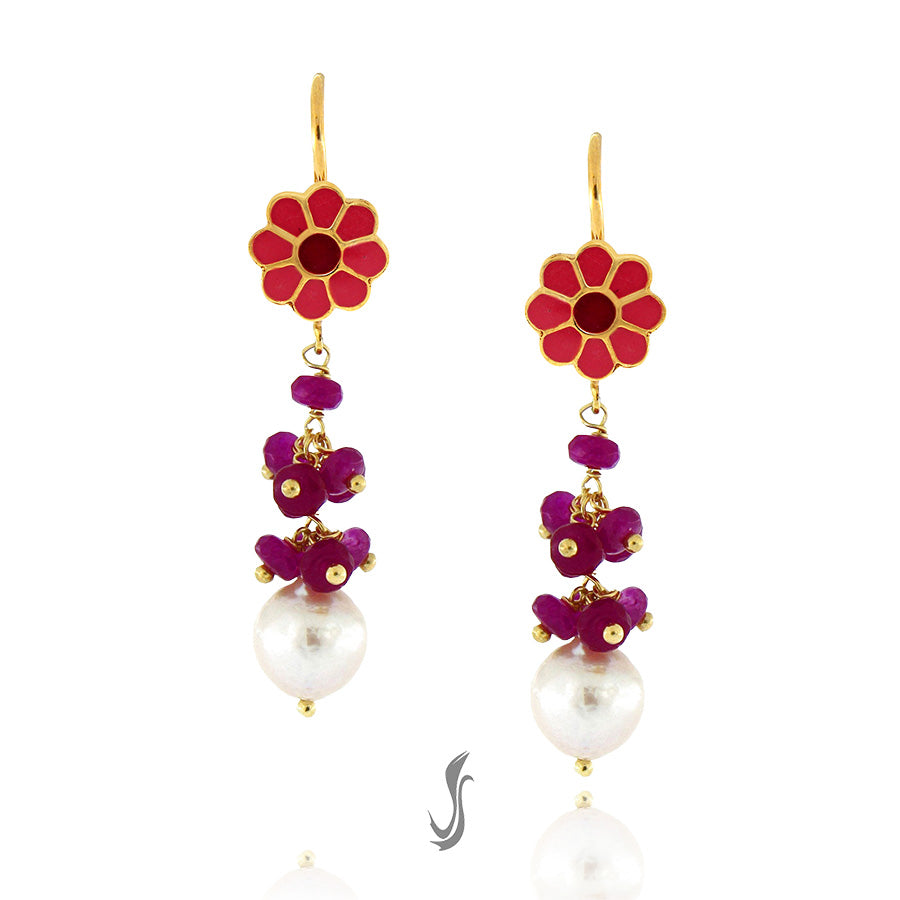 Orecchini in Argento e smalti fucsia