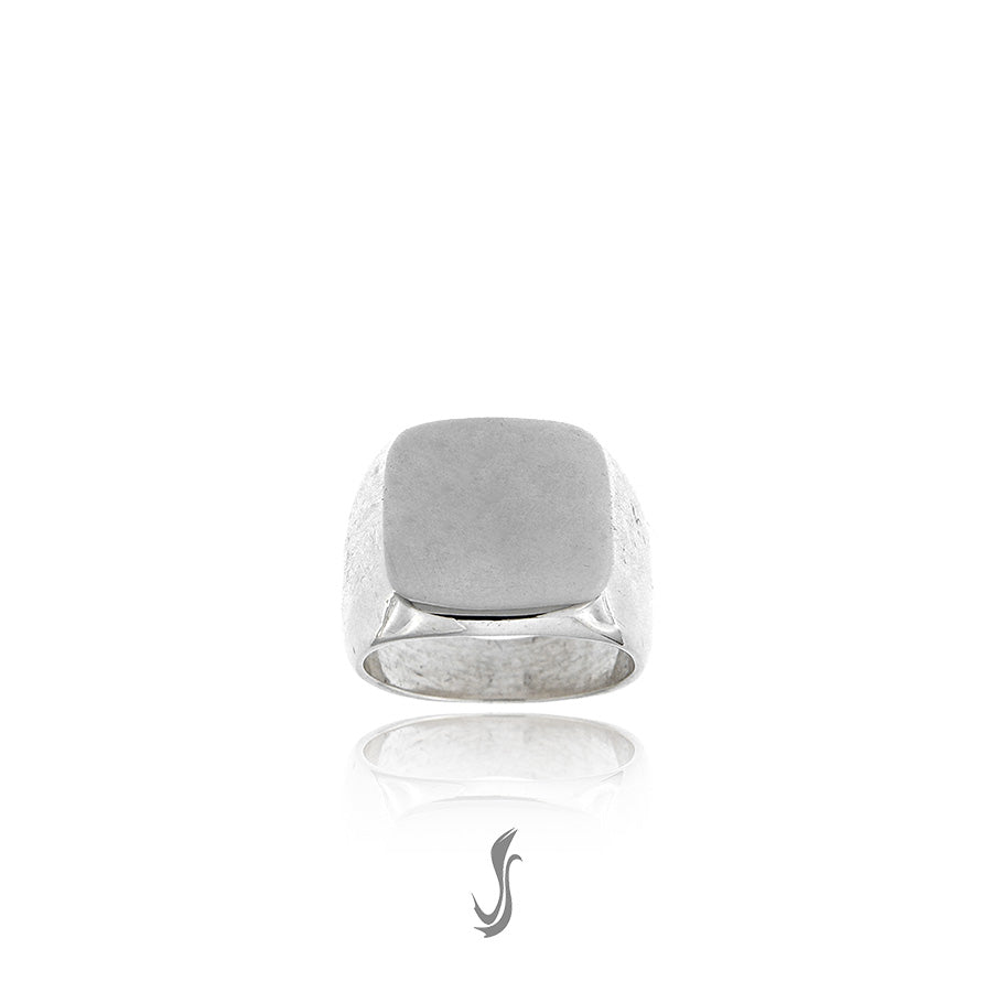 anello a timbro quadrato in argento