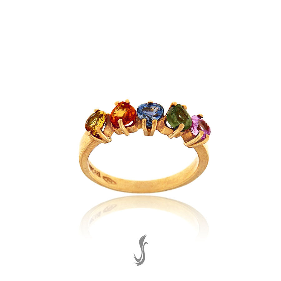 anello oro zaffiri multicolor cuore