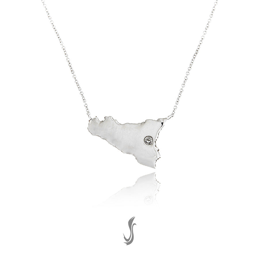 Girocollo Sicilia in oro bianco e brillantino