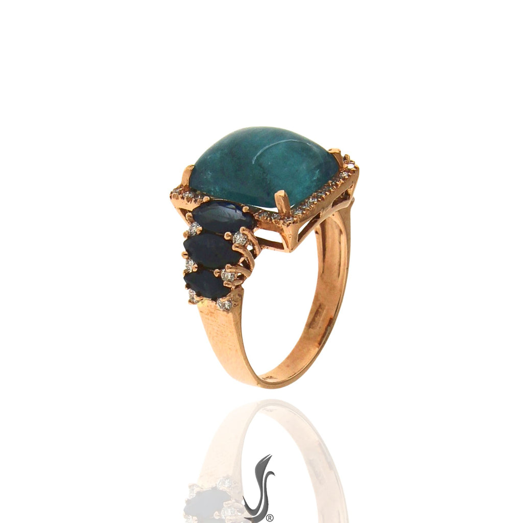 Anello esclusivo con tormalina azzurra da 5,78 ct, zaffiri da 2,00 ct e diamanti – gioiello luminoso e colorato firmato Vicari Gioielli