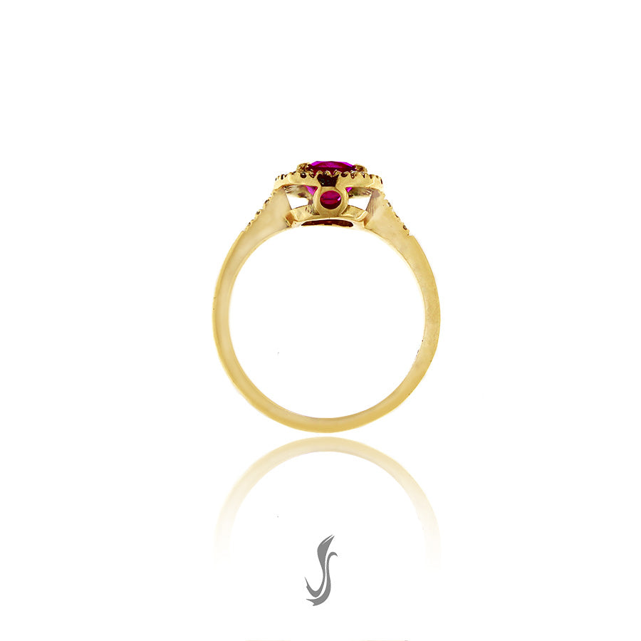 anello granato royal e diamanti in oro giallo 750°°°