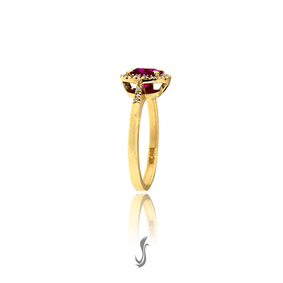 anello granato royal e diamanti in oro giallo 750°°°