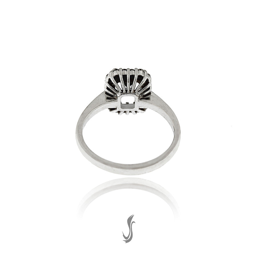 anello acquamarina taglio rettangolare, diamanti in oro bianco 750°°°