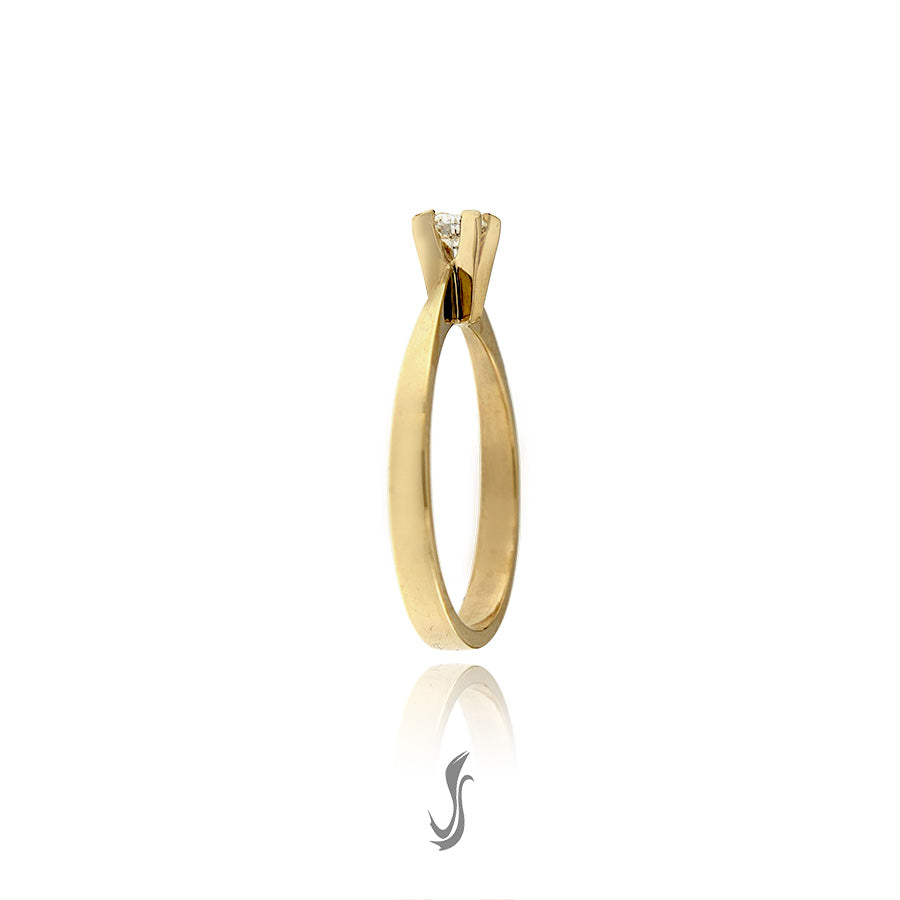 anello solitario con diamante taglio brillante 0,18 oro giallo 750°°°