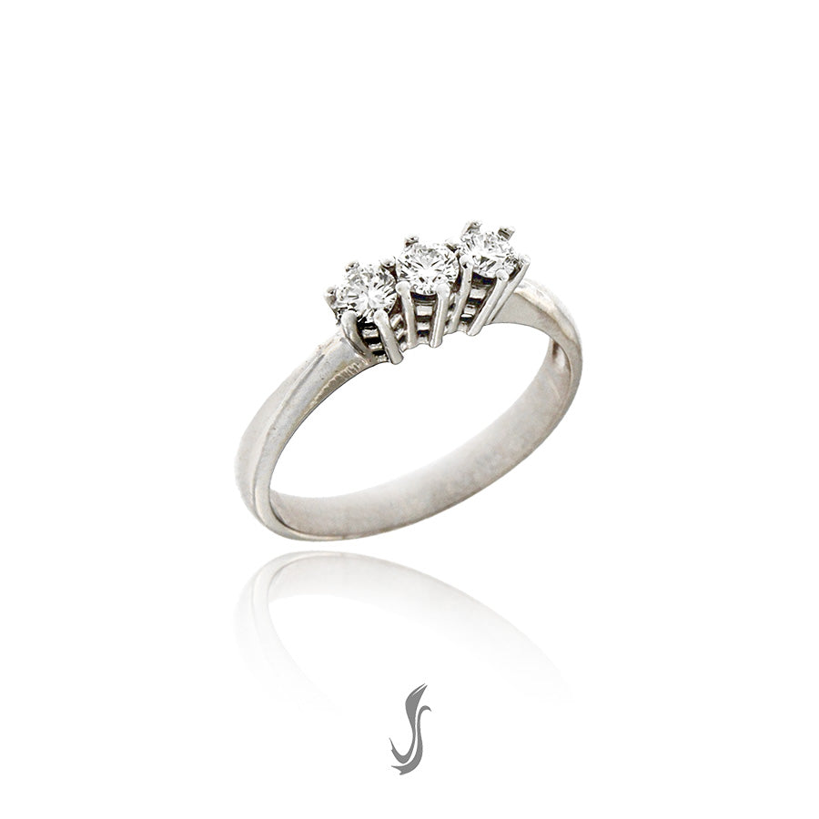 anello trilogy diamanti e oro bianco 750°°°