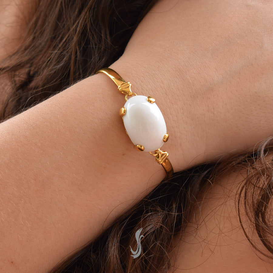 bracciale in argento e pietre dure bianco