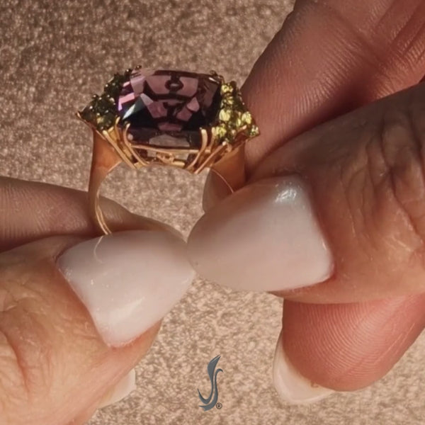 Anello Vintage Con Ametista Naturale - Argento Regolabile, Gioiello Artigianale In Pietra Luna E Quarzo Rosa