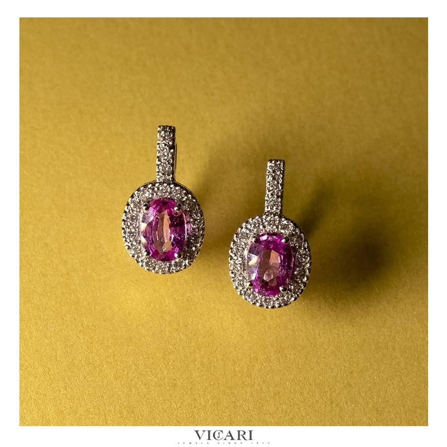 orecchini zaffiri rosa e diamanti 01110