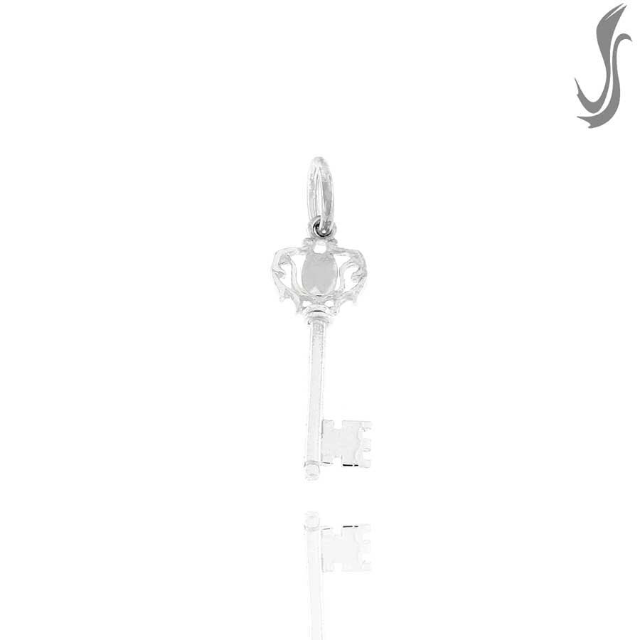 chiave pendente in argento bianco