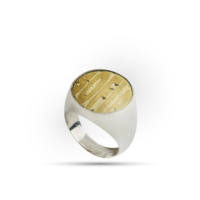 Anello chevalier in Argento massiccio ed oro 375°°