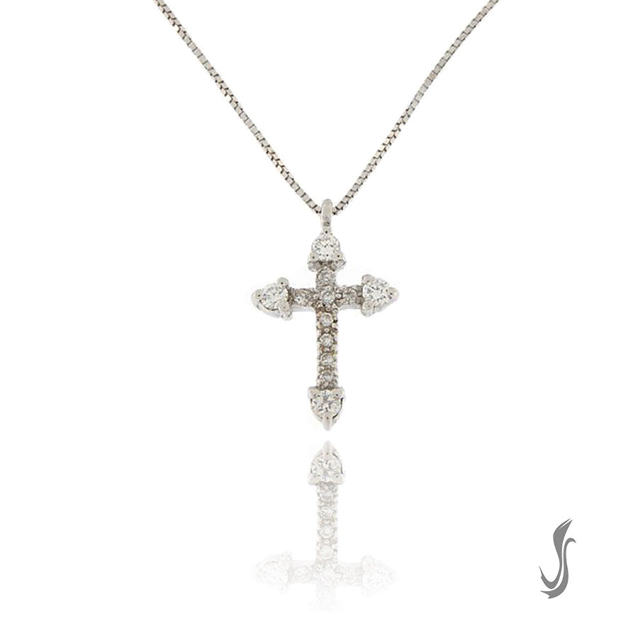 croce in oro 750°°° diamanti taglio brillante con collanina