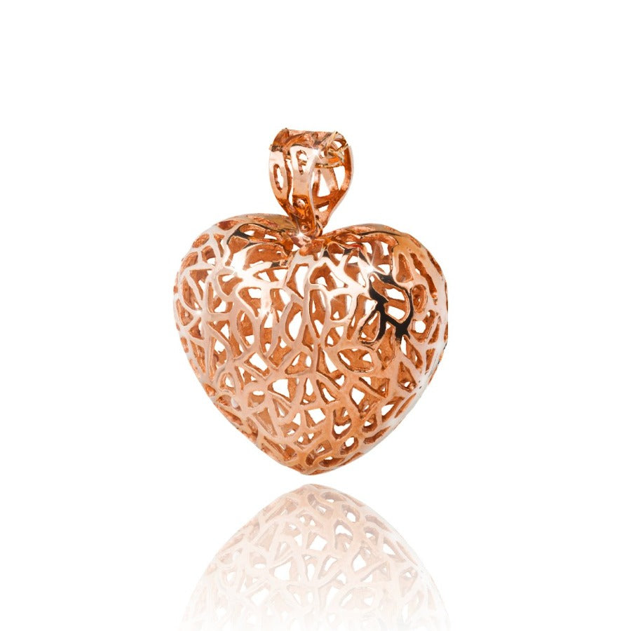 pendente in argento rosa cuore