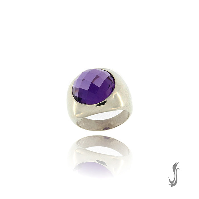 anello in arg. 925°°° e pietra idrotermale ametista