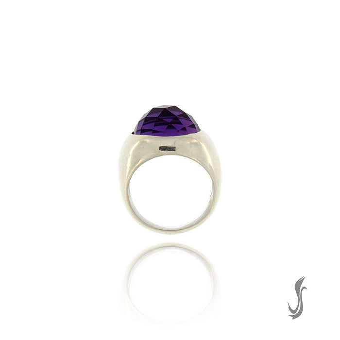 anello in arg. 925°°° e pietra idrotermale ametista