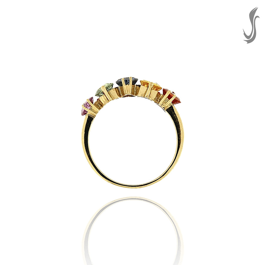 anello oro zaffiri multicolor cuore