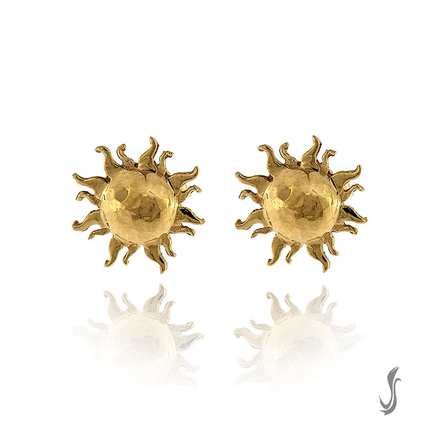 orecchini medi in argento dorato Sole di Sicilia mm 15