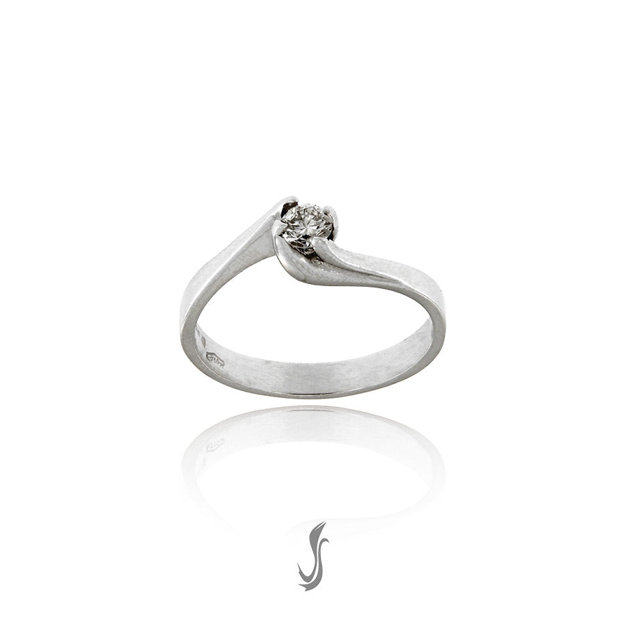 anello solitario con diamante taglio brillante oro bianco 750°°°