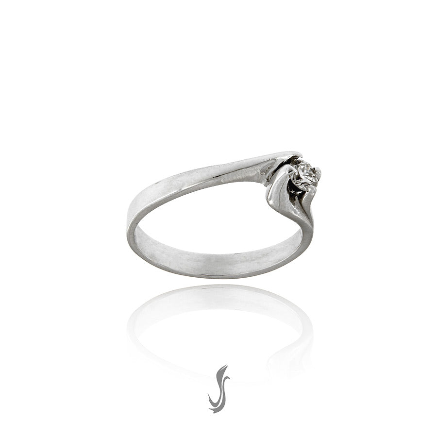 anello solitario con diamante taglio brillante oro bianco 750°°°