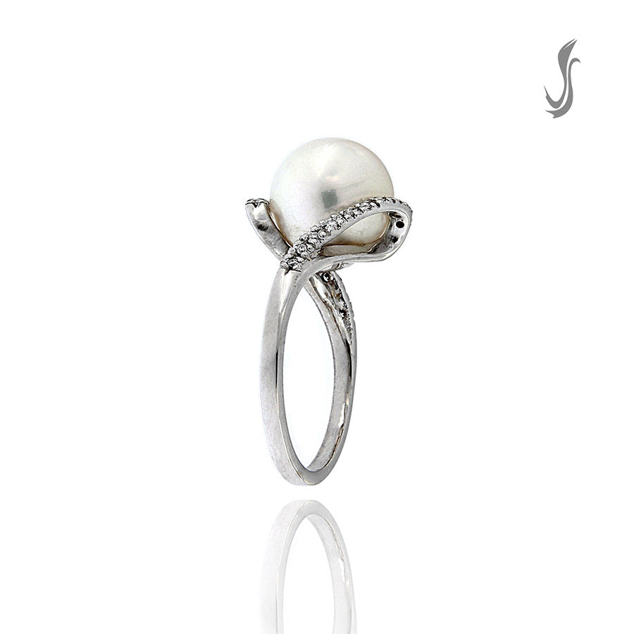 Anello Perla Spazzolato Per Donna - Argento Sterling 925