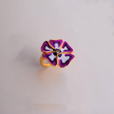 anello grande argento e smalti primule 25mm
