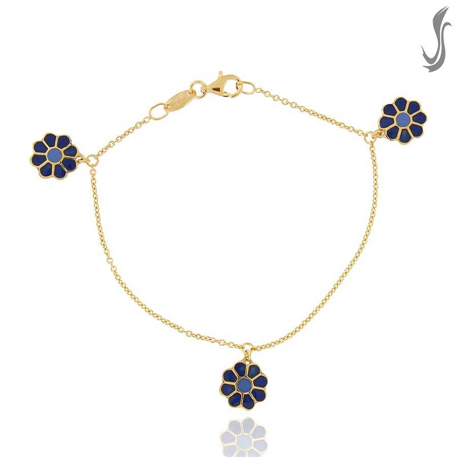 Bracciale Argento dorato smalti blue