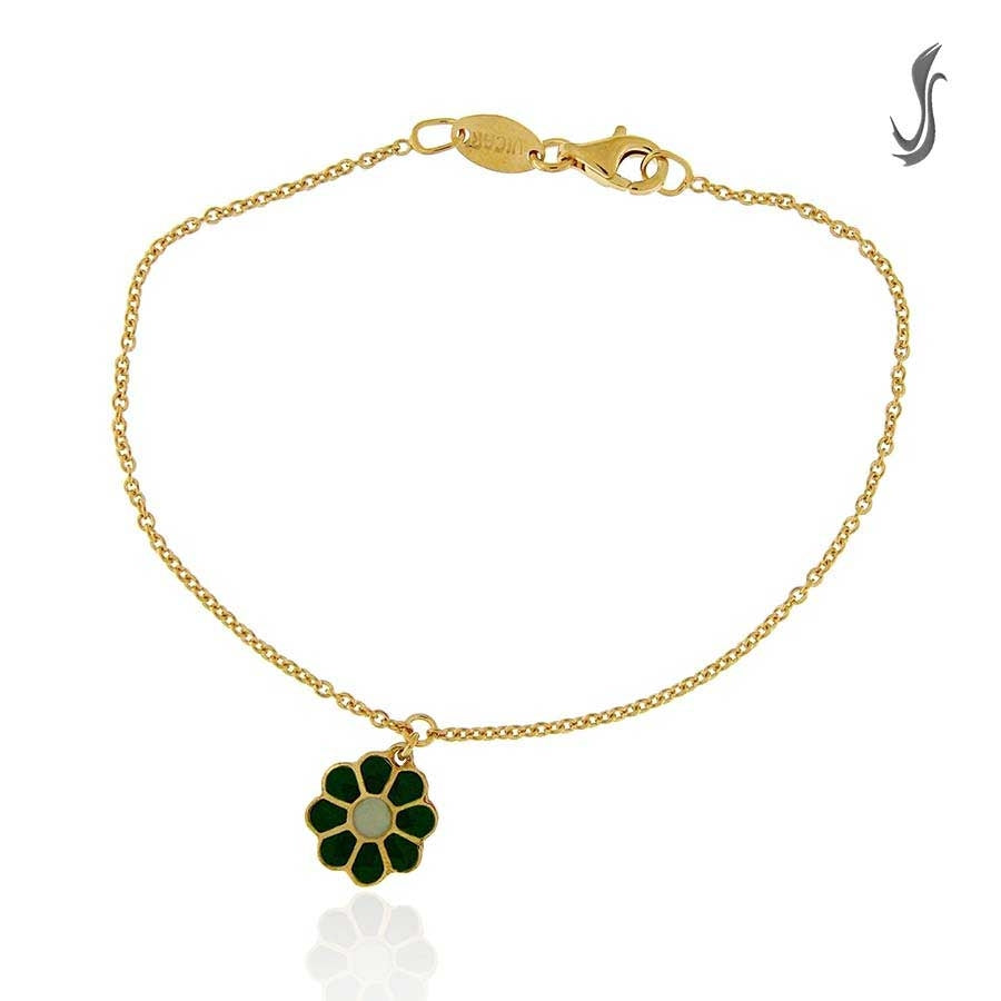 braccialetto donna argento dorato e smalti verde