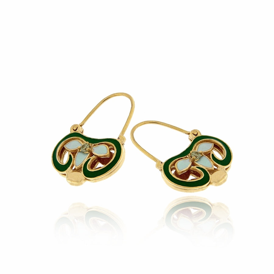 Orecchini argento con zirconi smalto verde