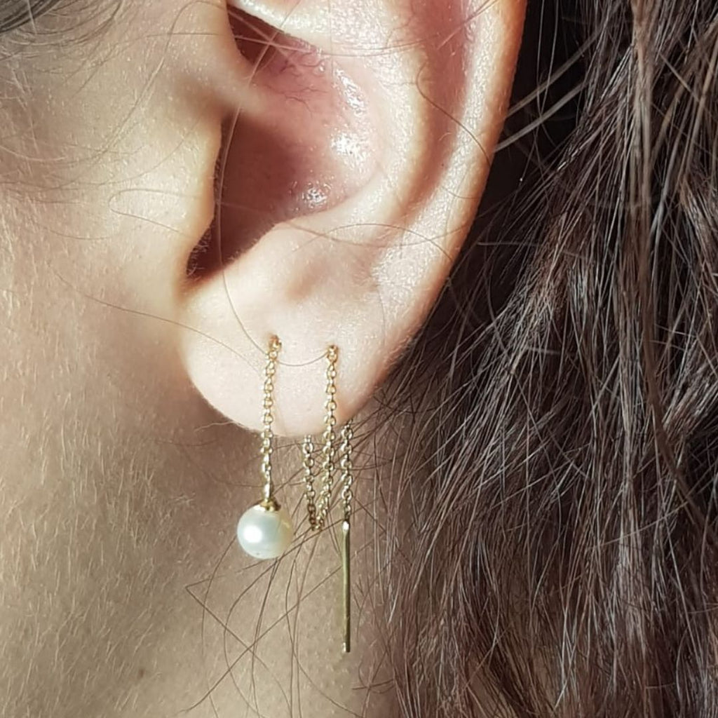 orecchino singolo con perla piercing helix in oro