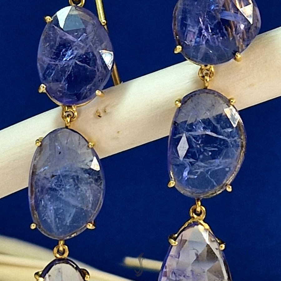 orecchini tanzanite flat in oro giallo 750°°°